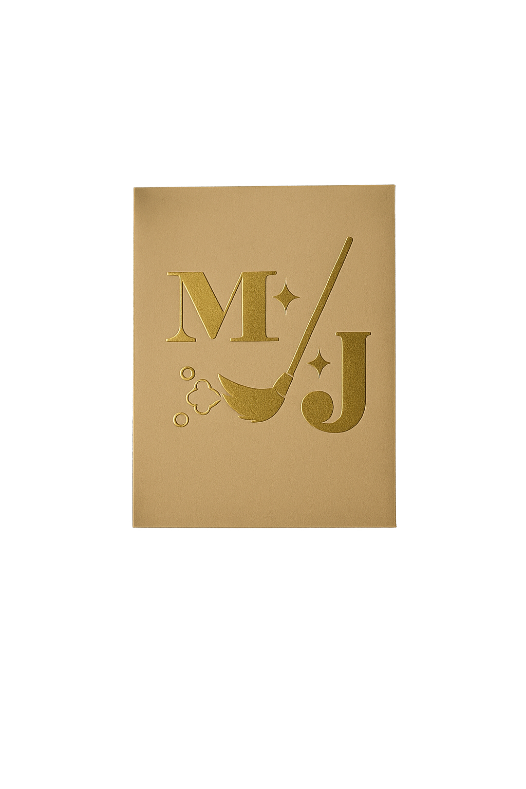 carton avec un logo métallisé MJ ménage
