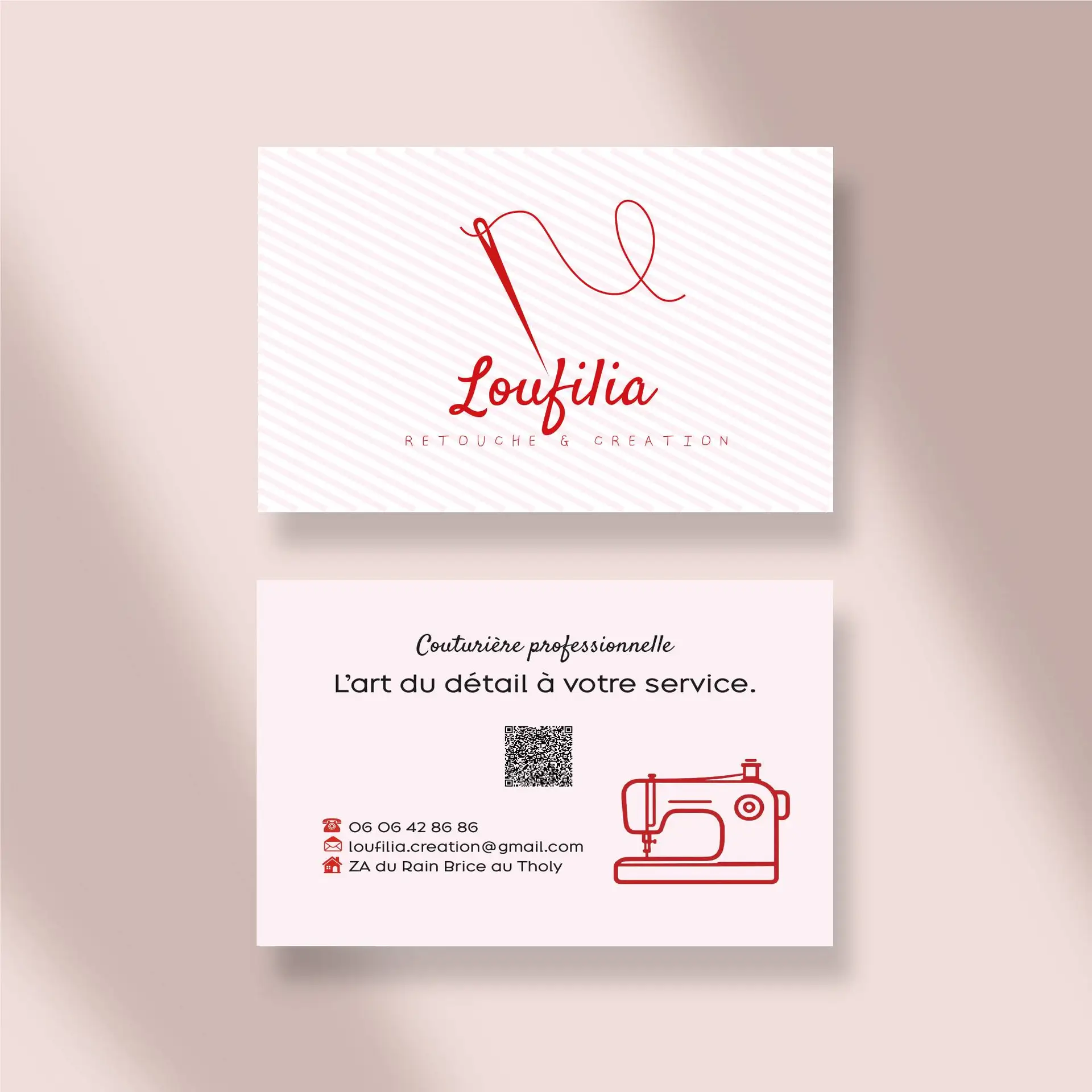 mockup carte de visite couturière girly