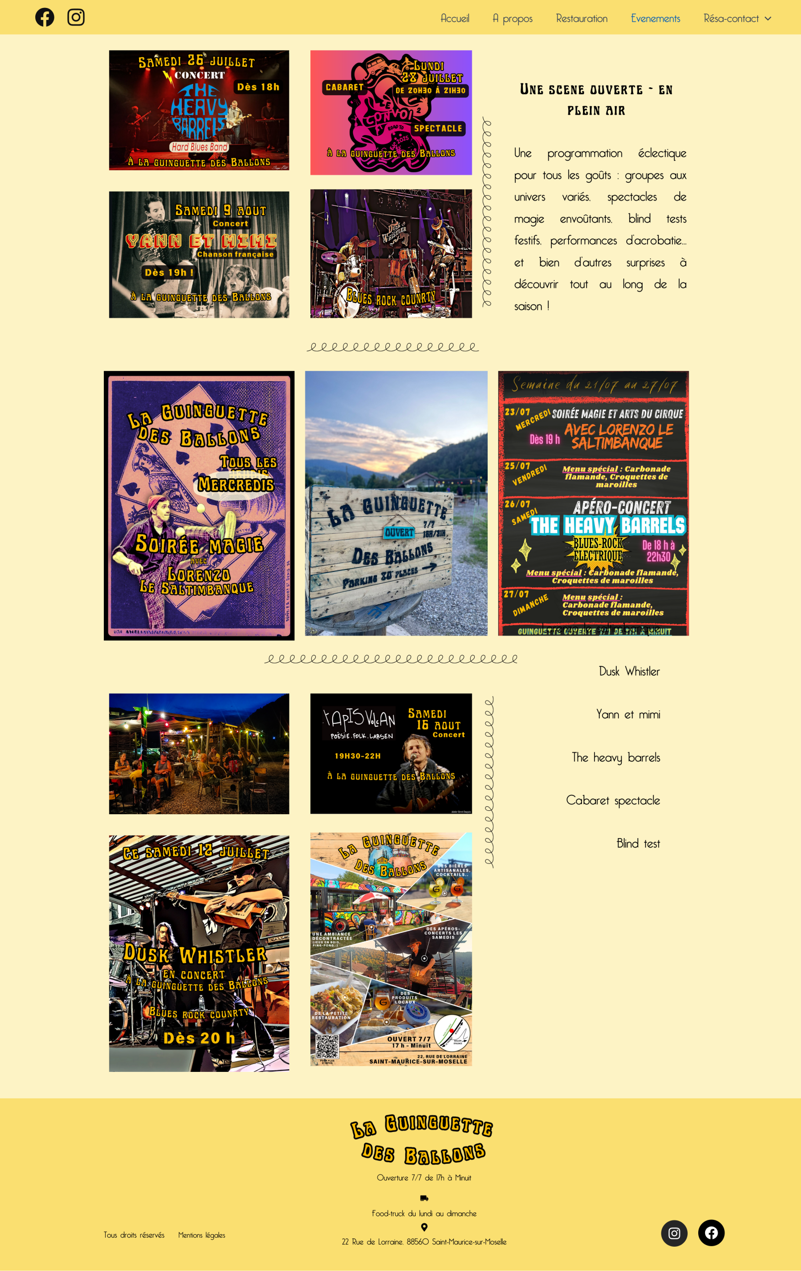 page événements